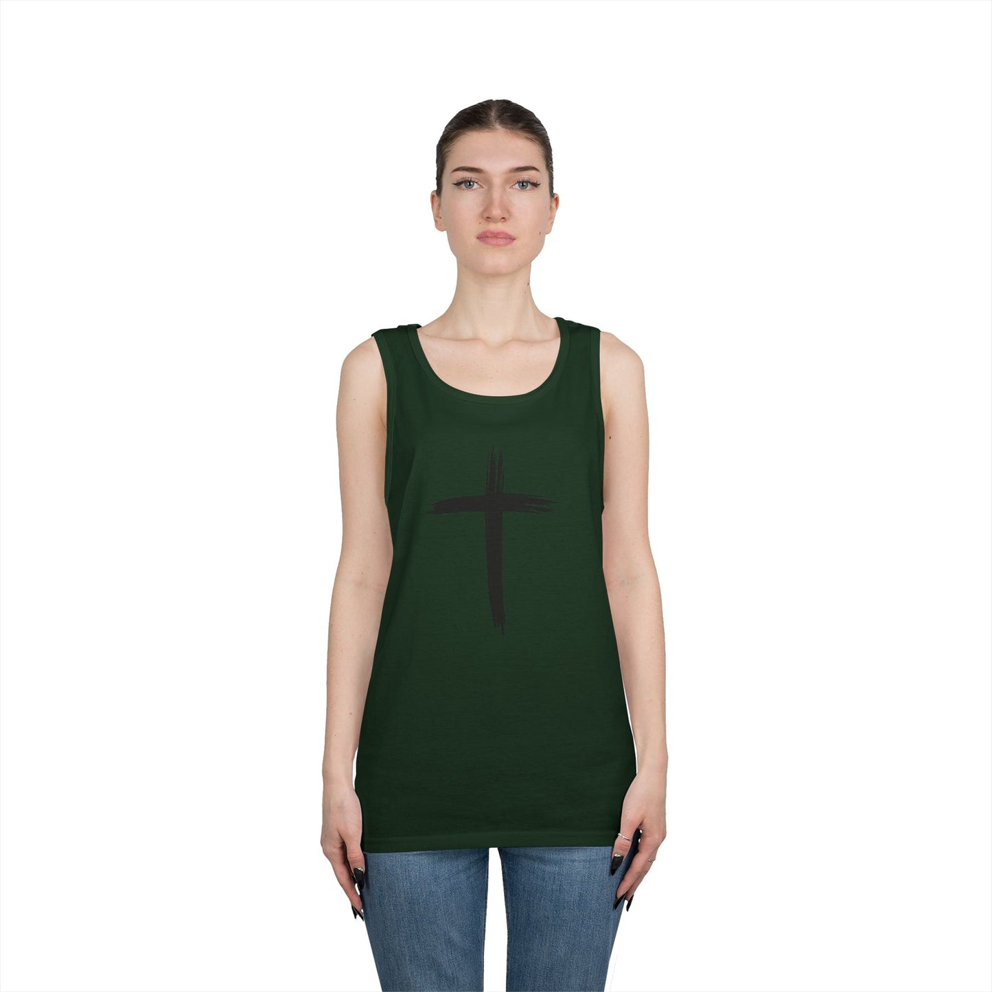 Faith Cross Tank Top with “There Was Jesus” Back Text