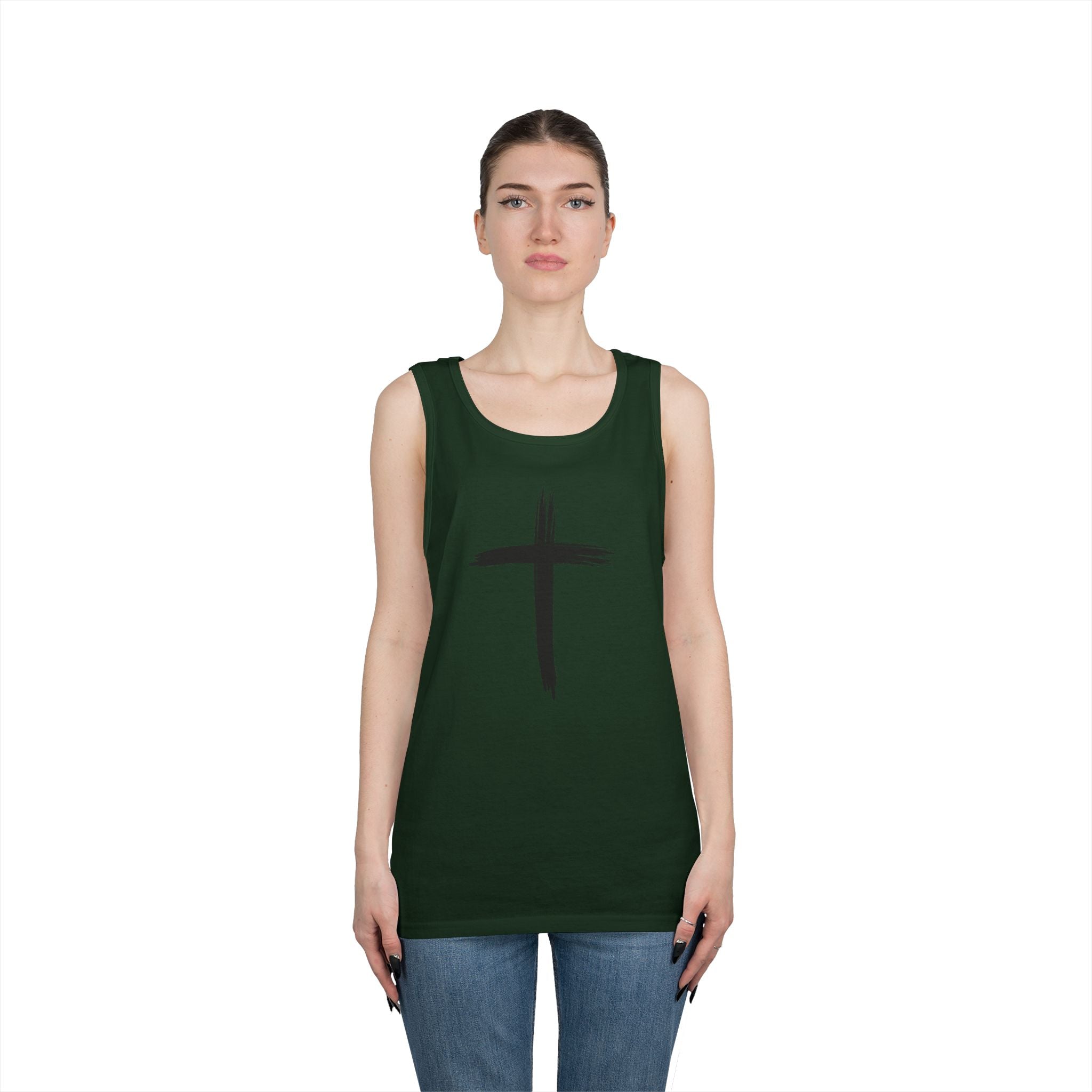 Faith Cross Tank Top with “There Was Jesus” Back Text