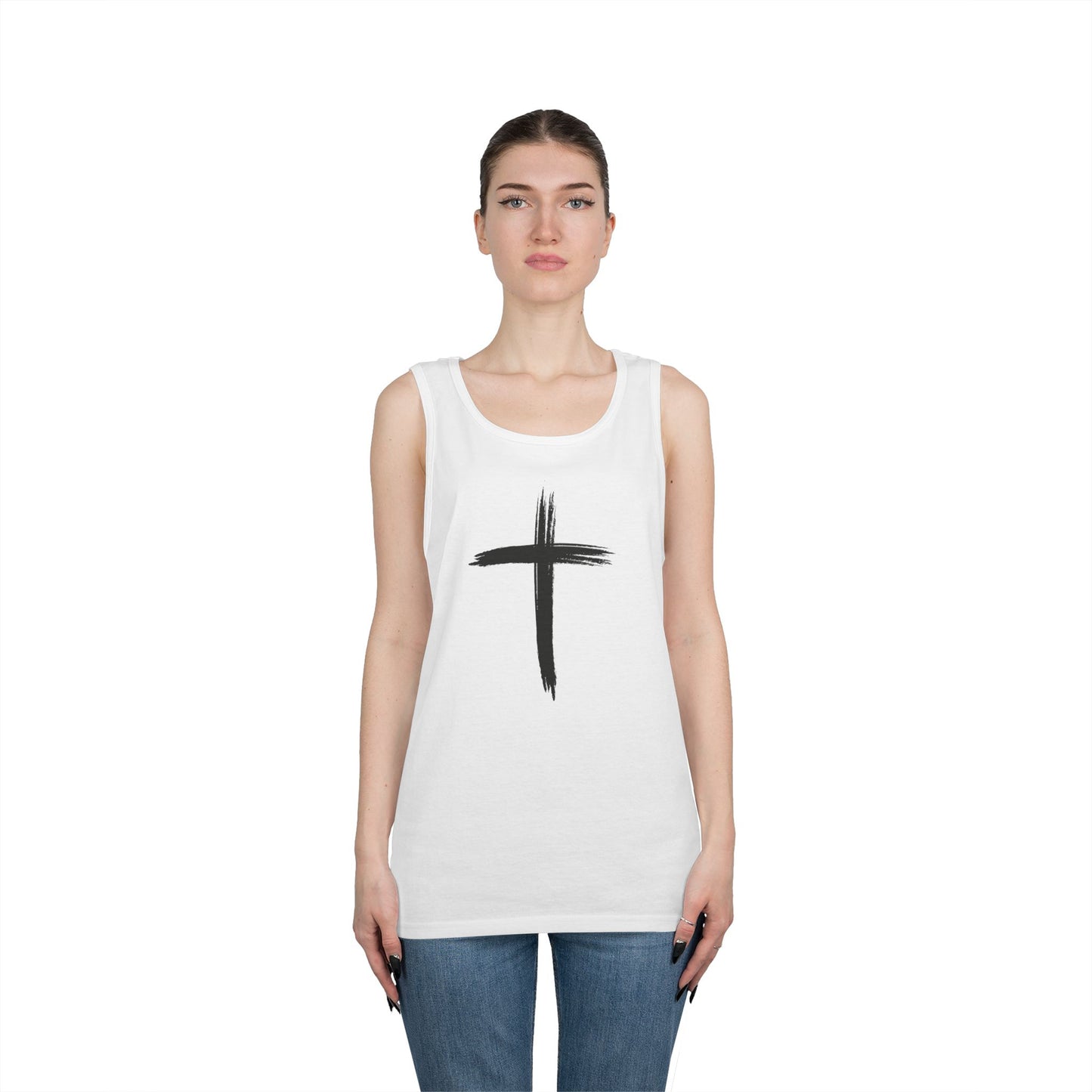 Faith Cross Tank Top with “There Was Jesus” Back Text