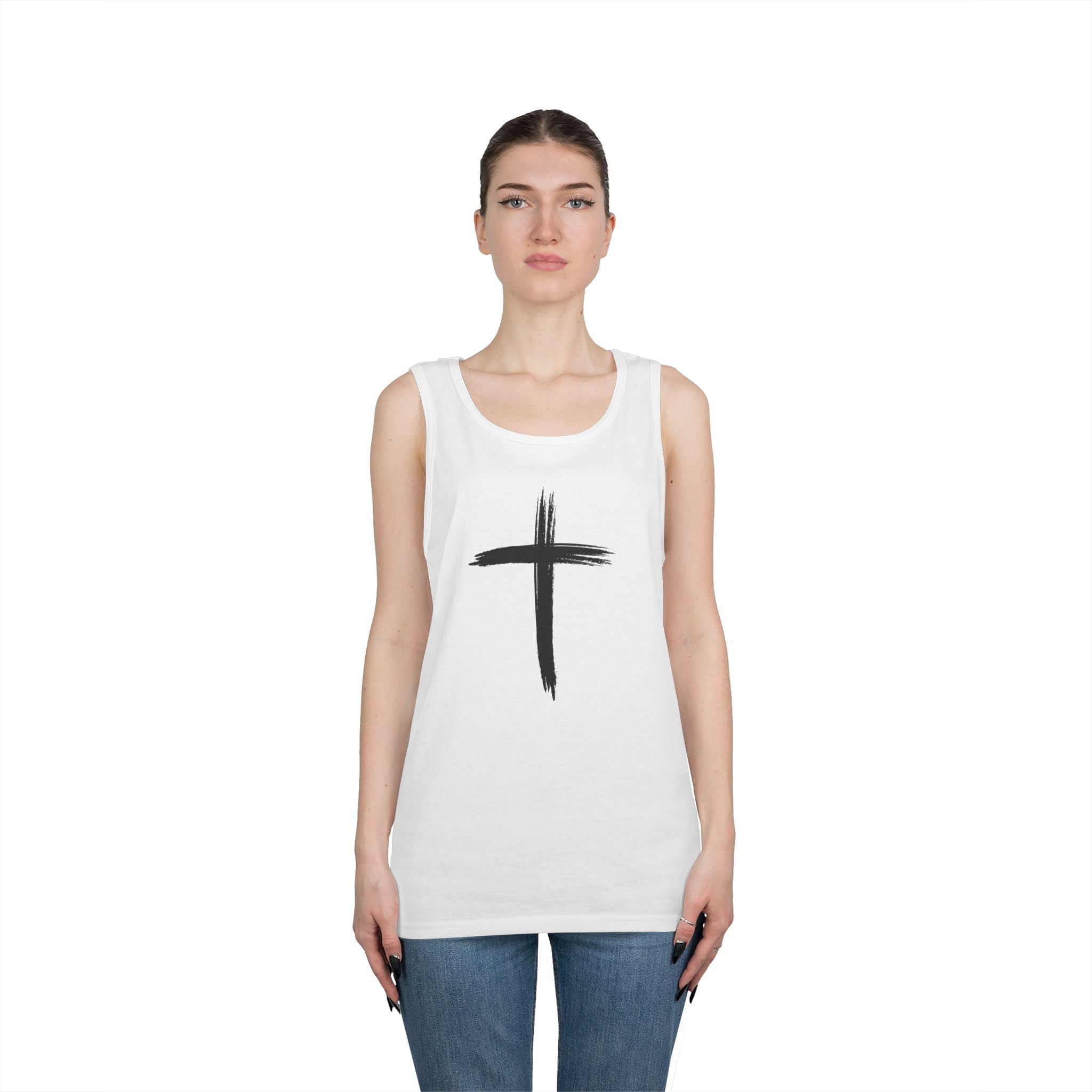 Faith Cross Tank Top with “There Was Jesus” Back Text