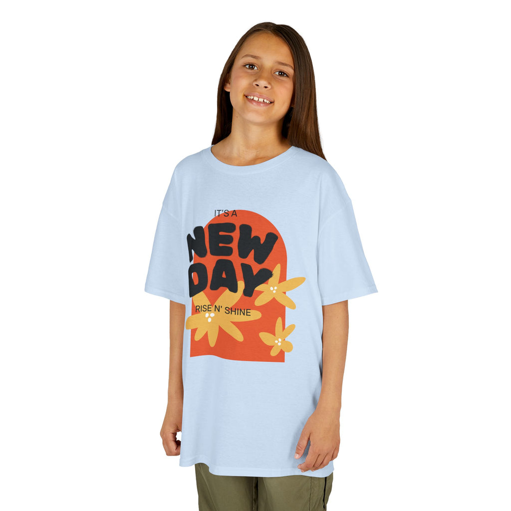 Kids Tee — "New Day" Sunshine Floral Graphic