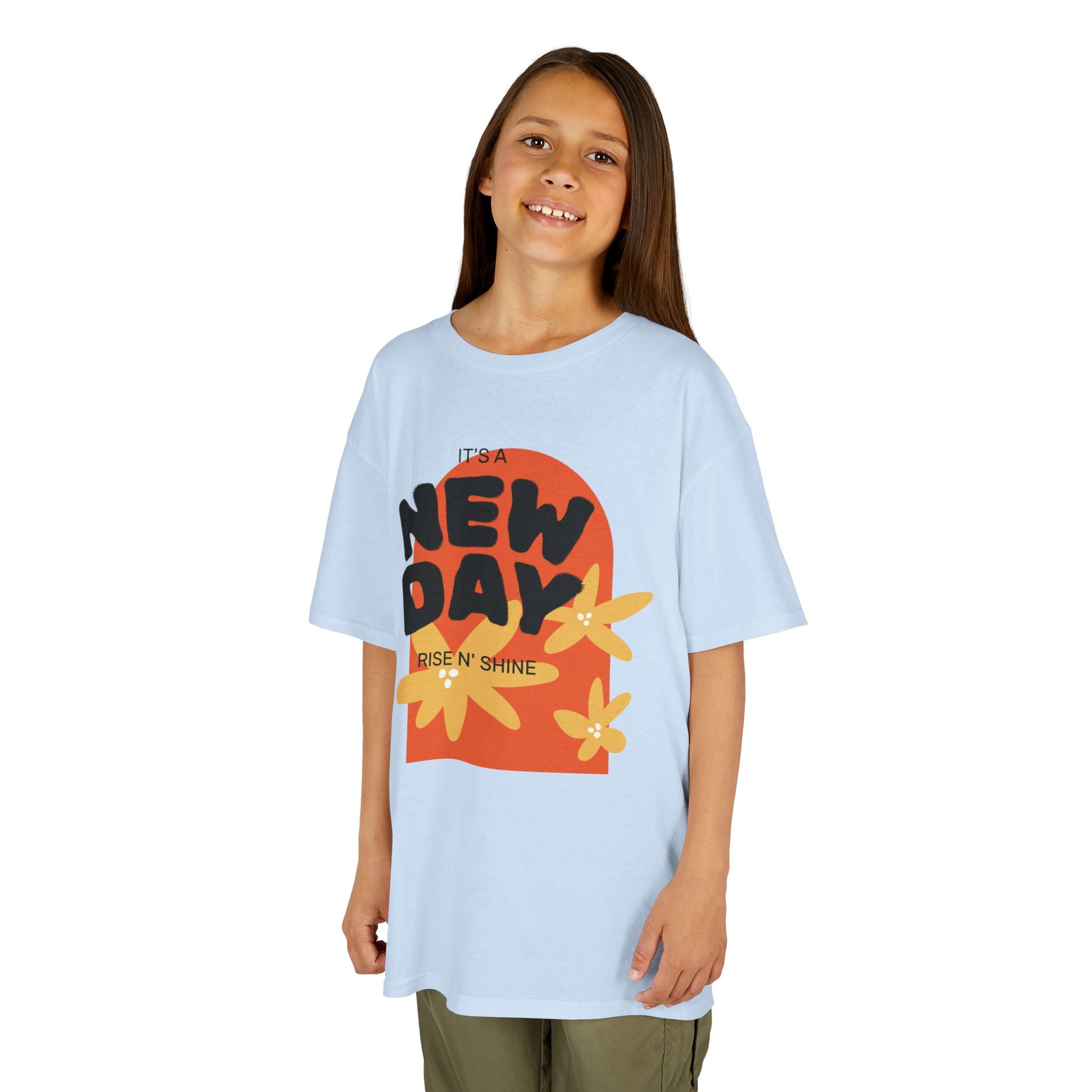 Kids Tee — "New Day" Sunshine Floral Graphic