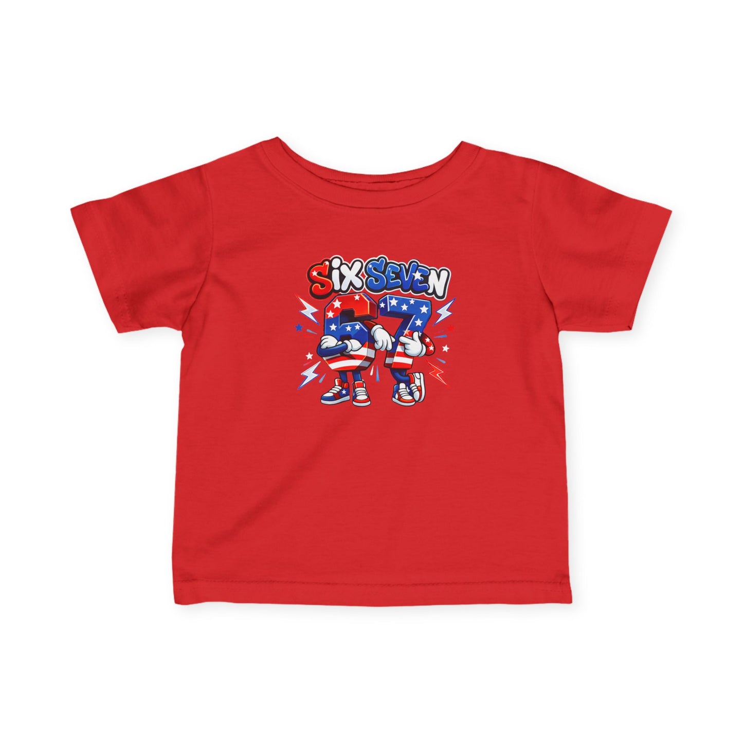 Infant T-Shirt — 'Six Seven' Patriotic Stars & Stripes Number Graphic