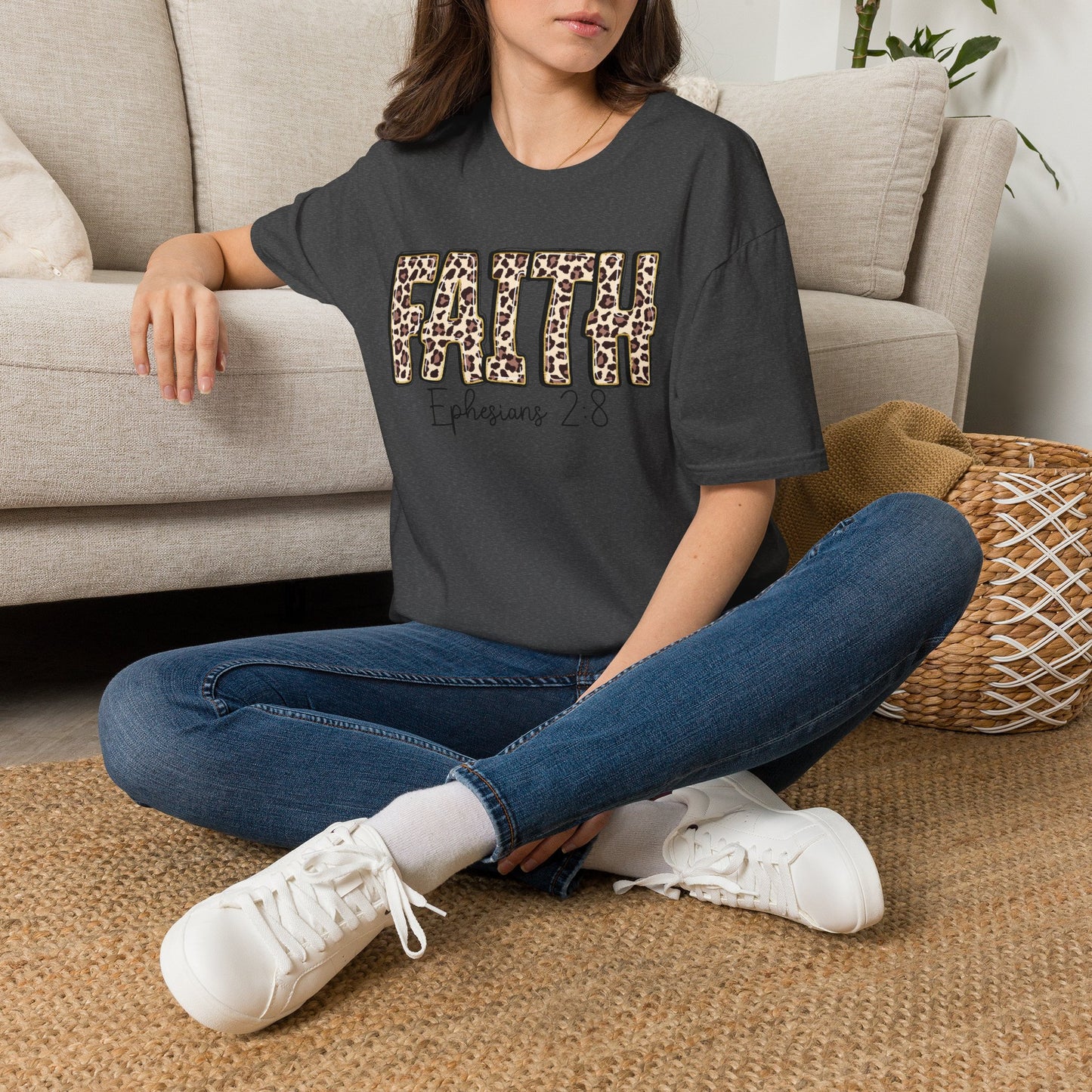 Faith Leopard Scripture "Ephesians 2:8" Christian shirt