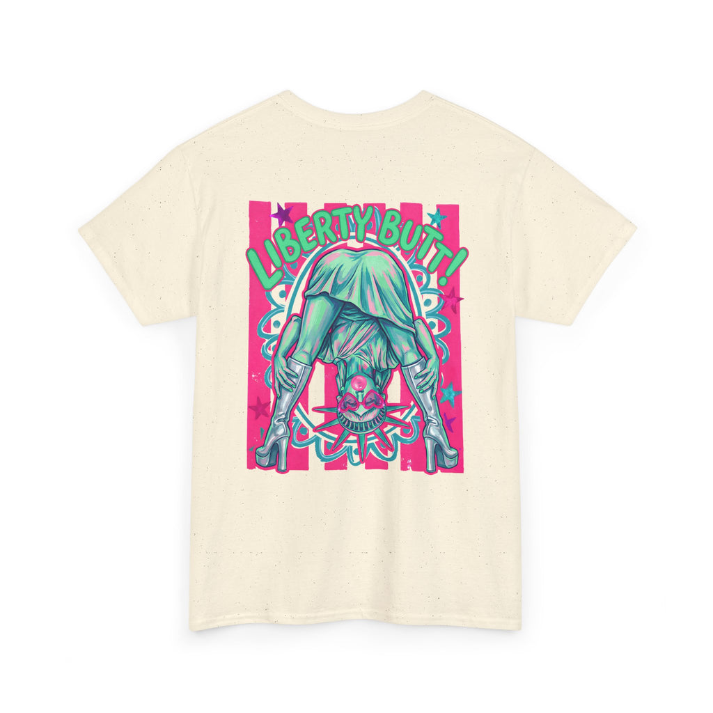 Neon Statue of Liberty 'Guess What? Liberty Butt' Retro Punk T-Shirt