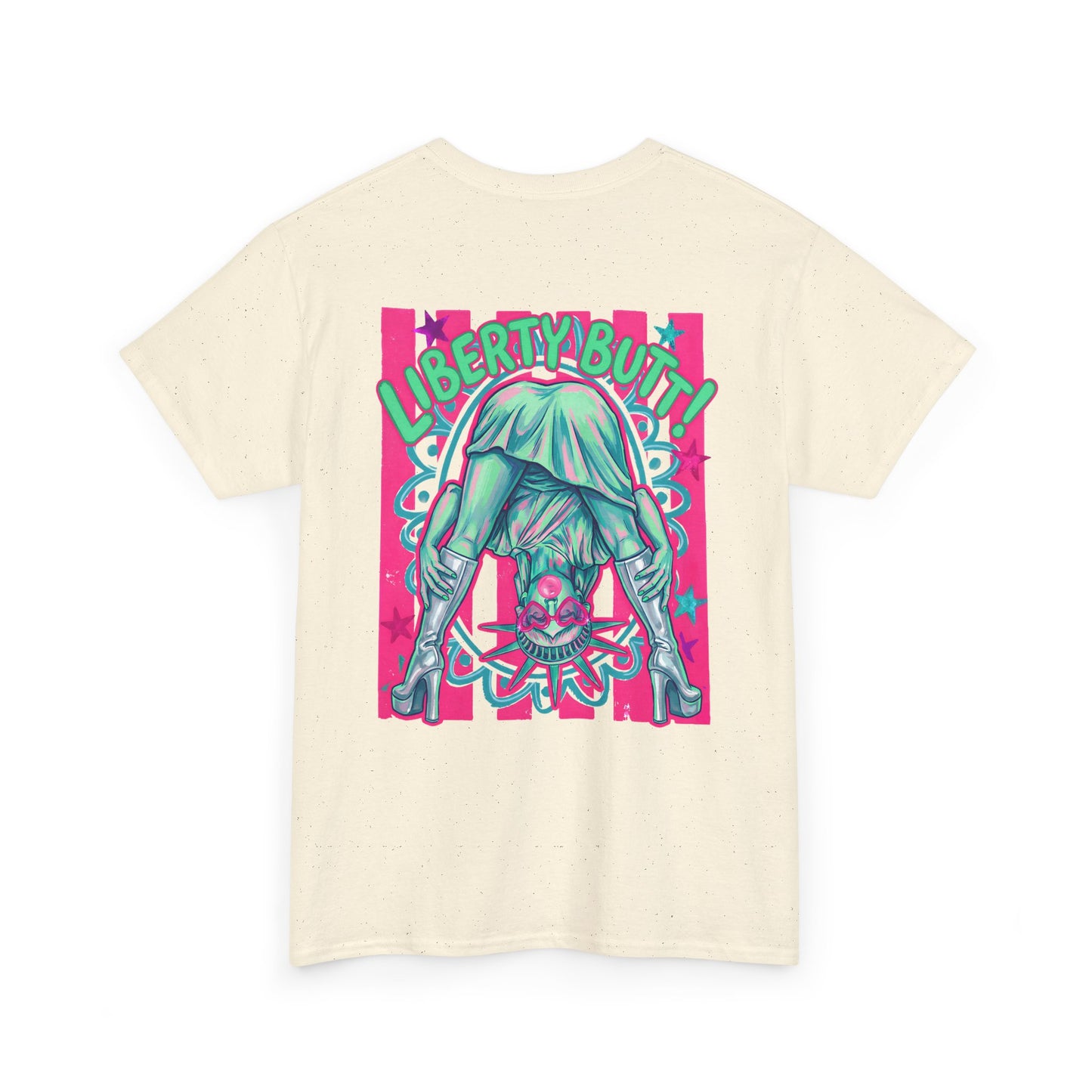 Neon Statue of Liberty 'Guess What? Liberty Butt' Retro Punk T-Shirt