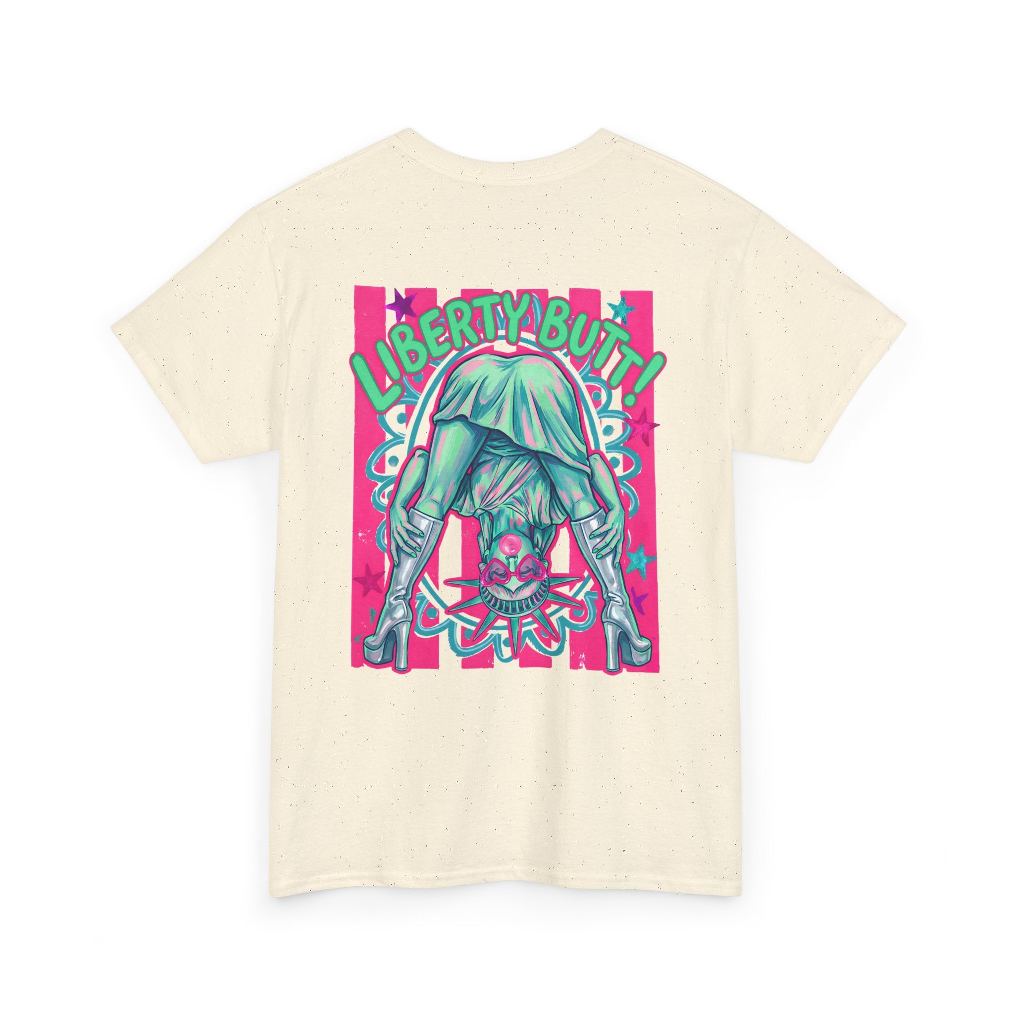 Neon Statue of Liberty 'Guess What? Liberty Butt' Retro Punk T-Shirt
