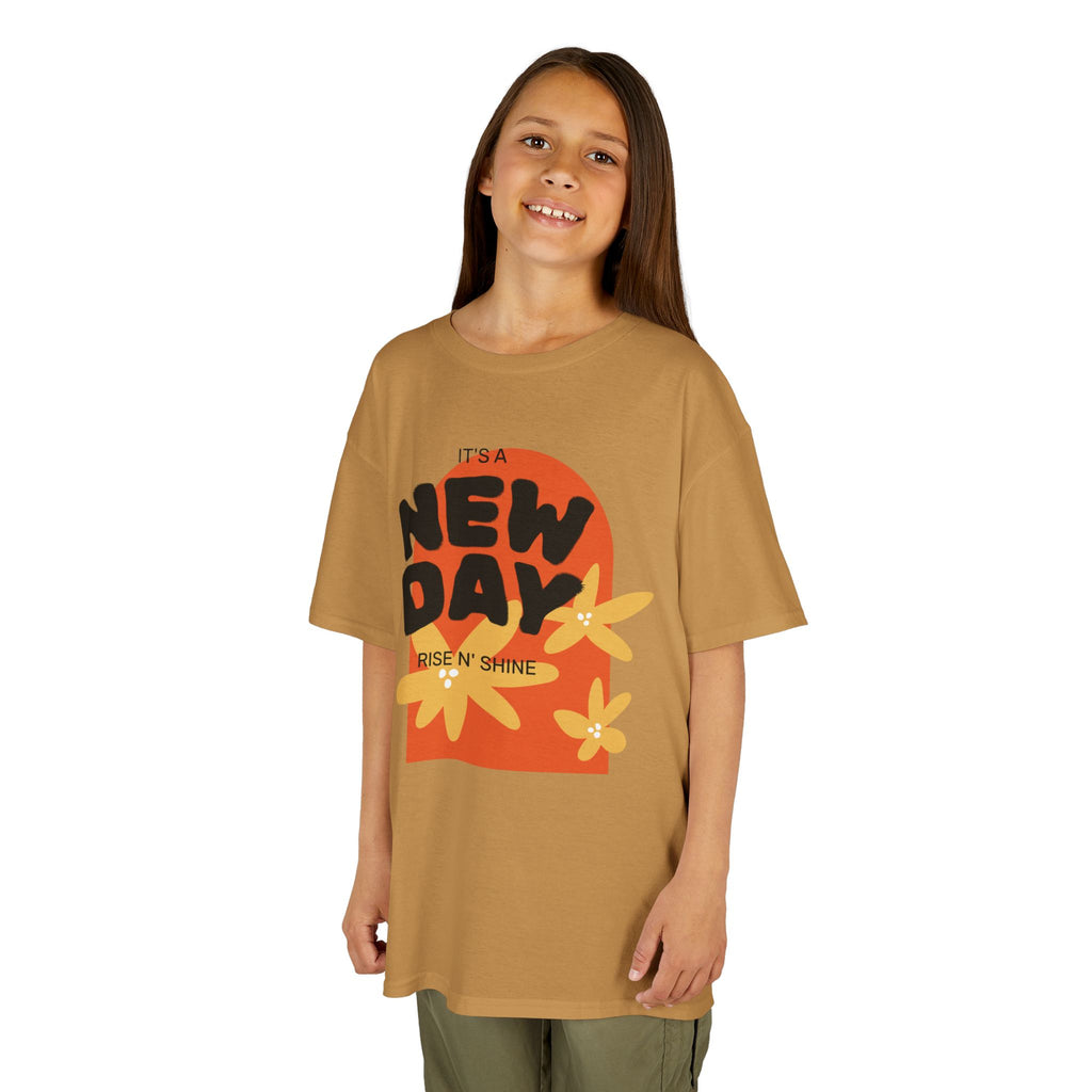 Kids Tee — "New Day" Sunshine Floral Graphic