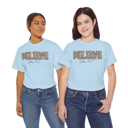Believe John 14:7 Leopard Print Tee