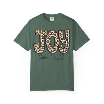 Joy Leopard Print - John 16:22 Christian Tee