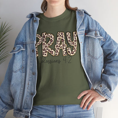 Pray Leopard Tee "Colossians 4:2"