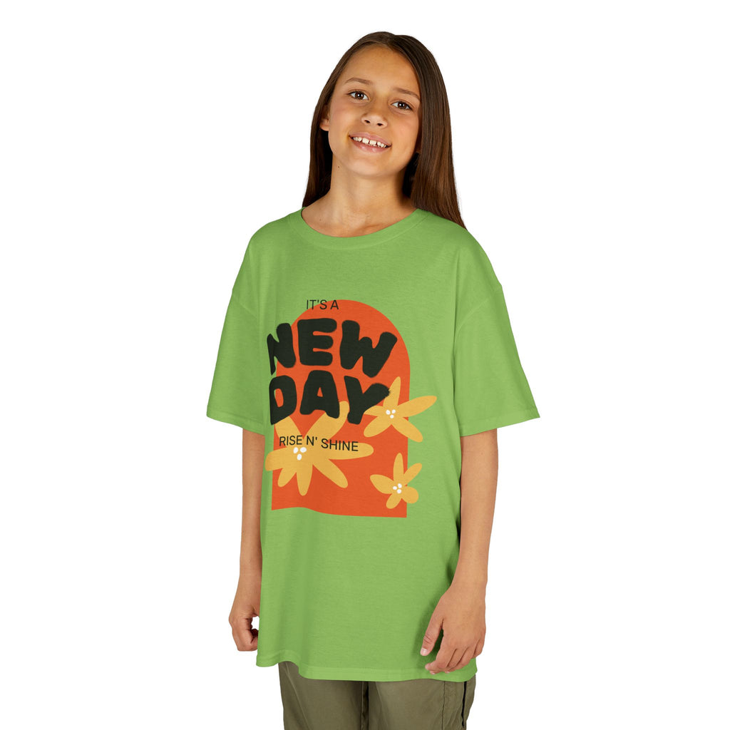 Kids Tee — "New Day" Sunshine Floral Graphic