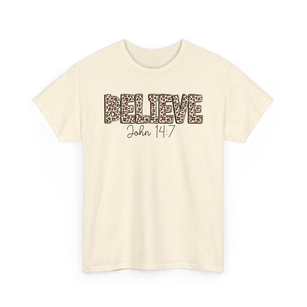 Believe John 14:7 Leopard Print Tee