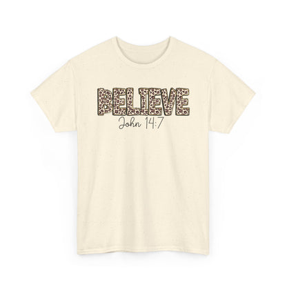 Believe John 14:7 Leopard Print Tee