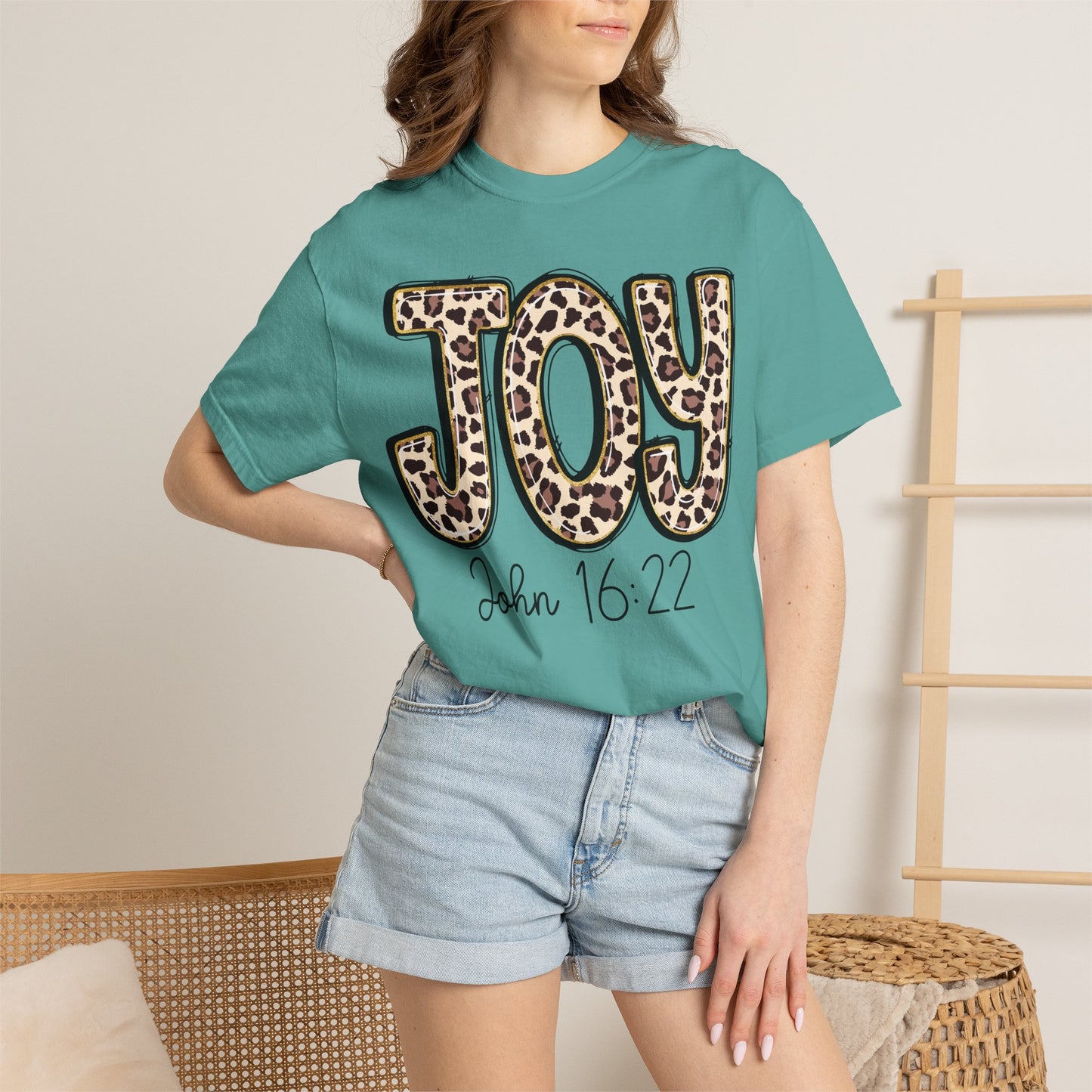 Joy Leopard Print - John 16:22 Christian Tee