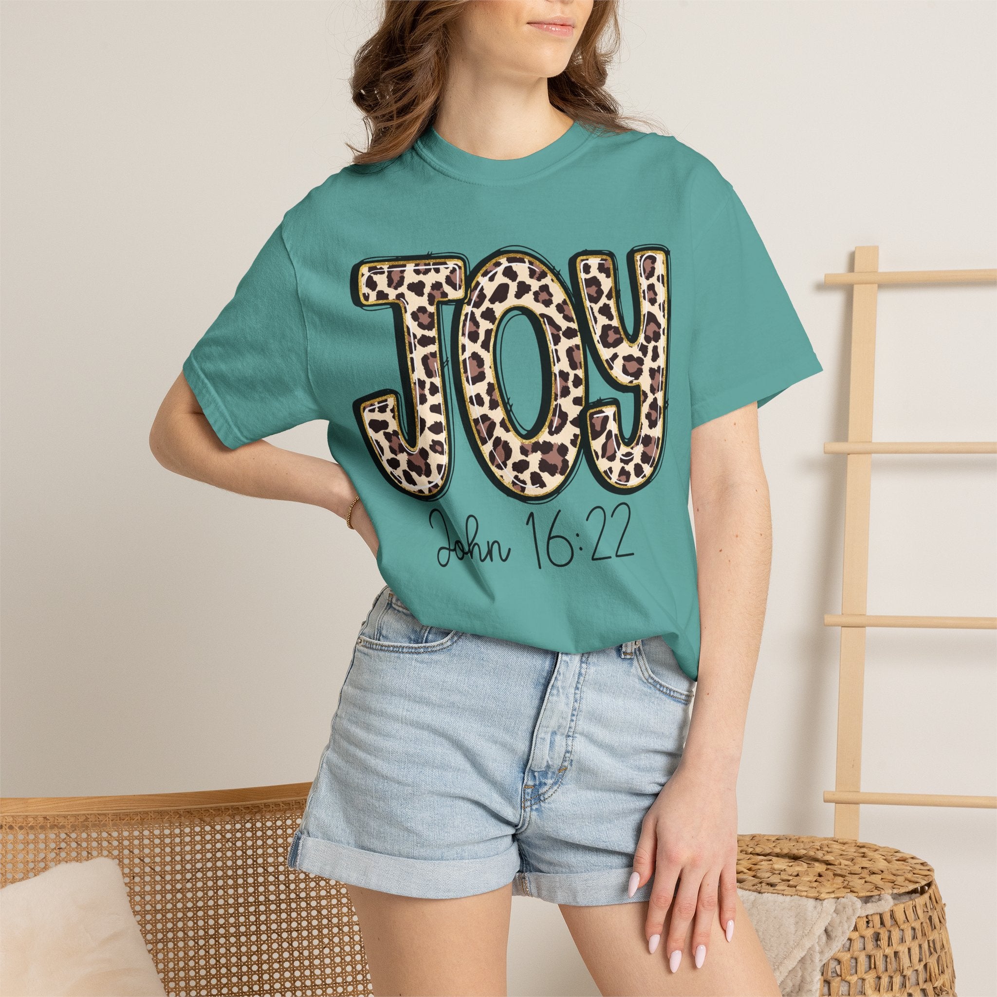 Joy Leopard Print - John 16:22 Christian Tee