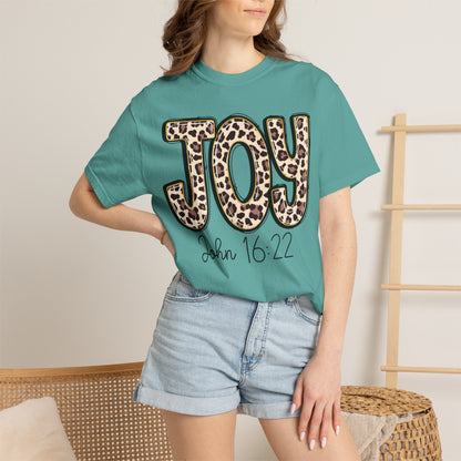 Joy Leopard Print - John 16:22 Christian Tee