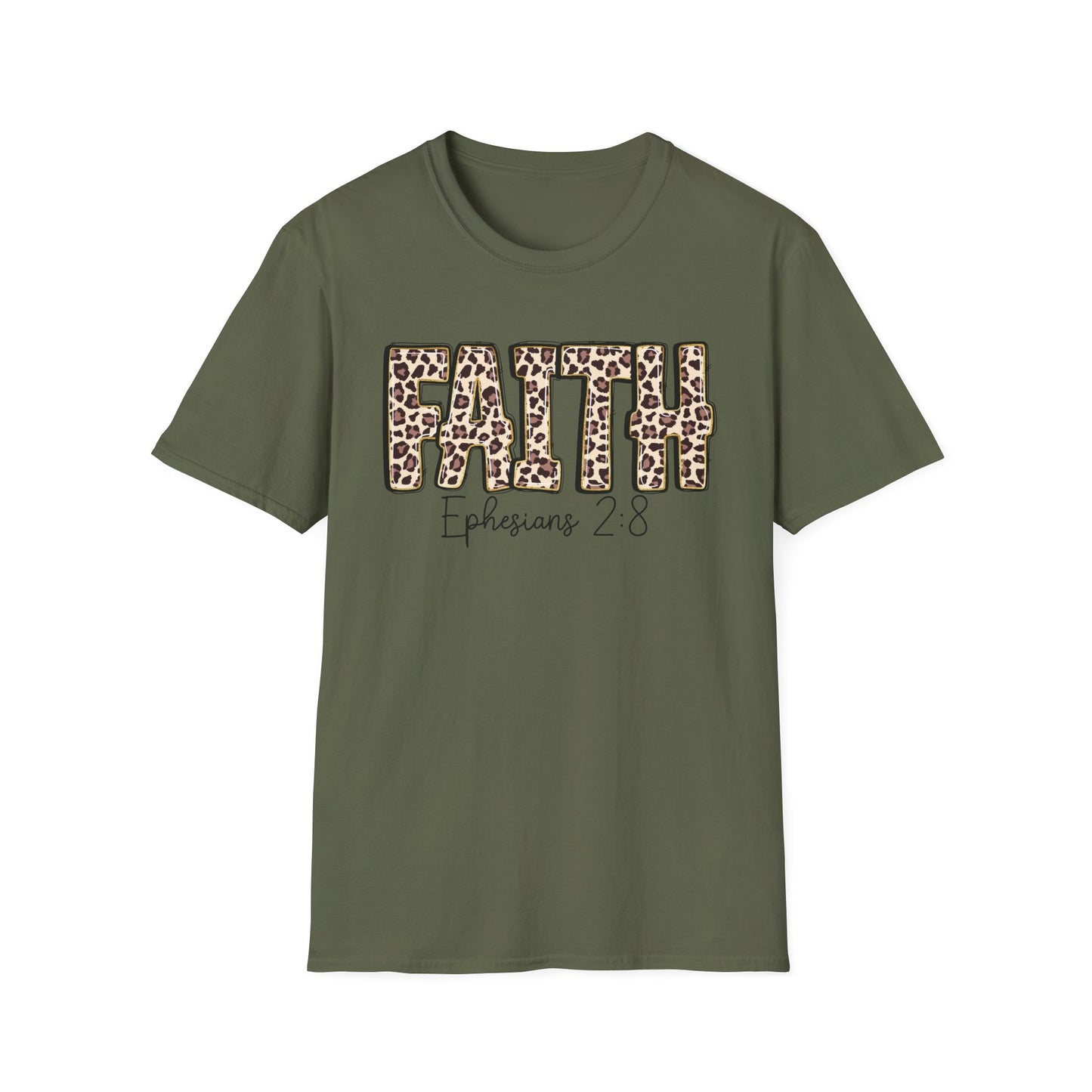 Faith Leopard Scripture "Ephesians 2:8" Christian shirt