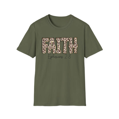 Faith Leopard Scripture "Ephesians 2:8" Christian shirt