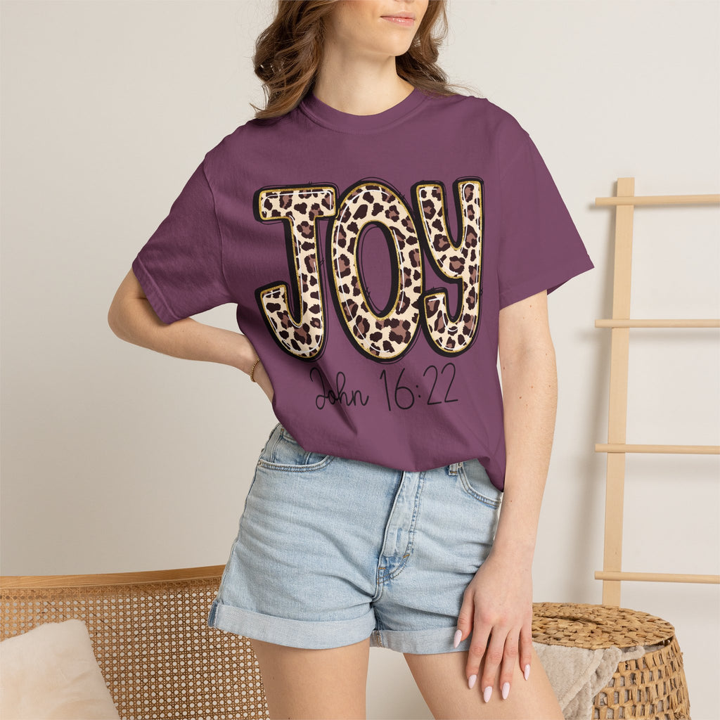 Joy Leopard Print - John 16:22 Christian Tee