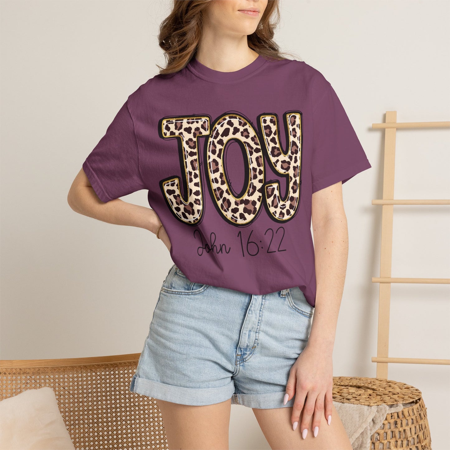 Joy Leopard Print - John 16:22 Christian Tee