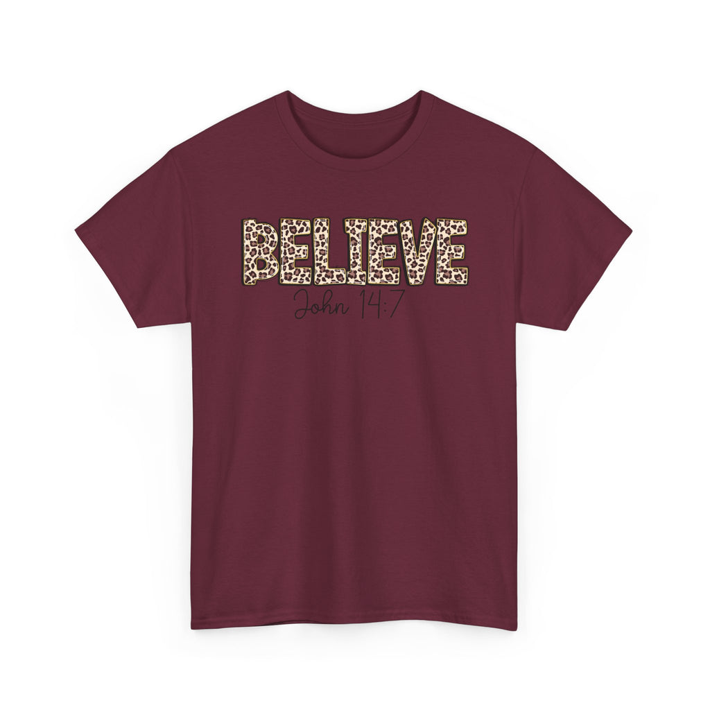 Believe John 14:7 Leopard Print Tee