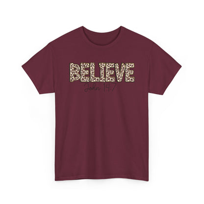 Believe John 14:7 Leopard Print Tee