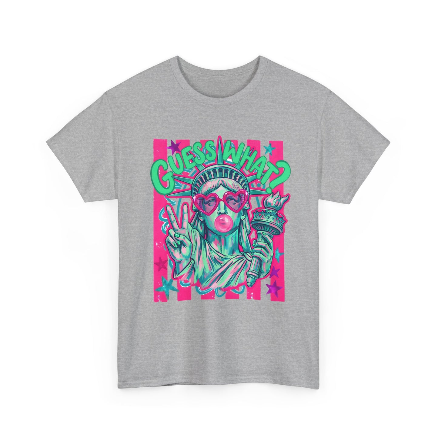 Neon Statue of Liberty 'Guess What? Liberty Butt' Retro Punk T-Shirt