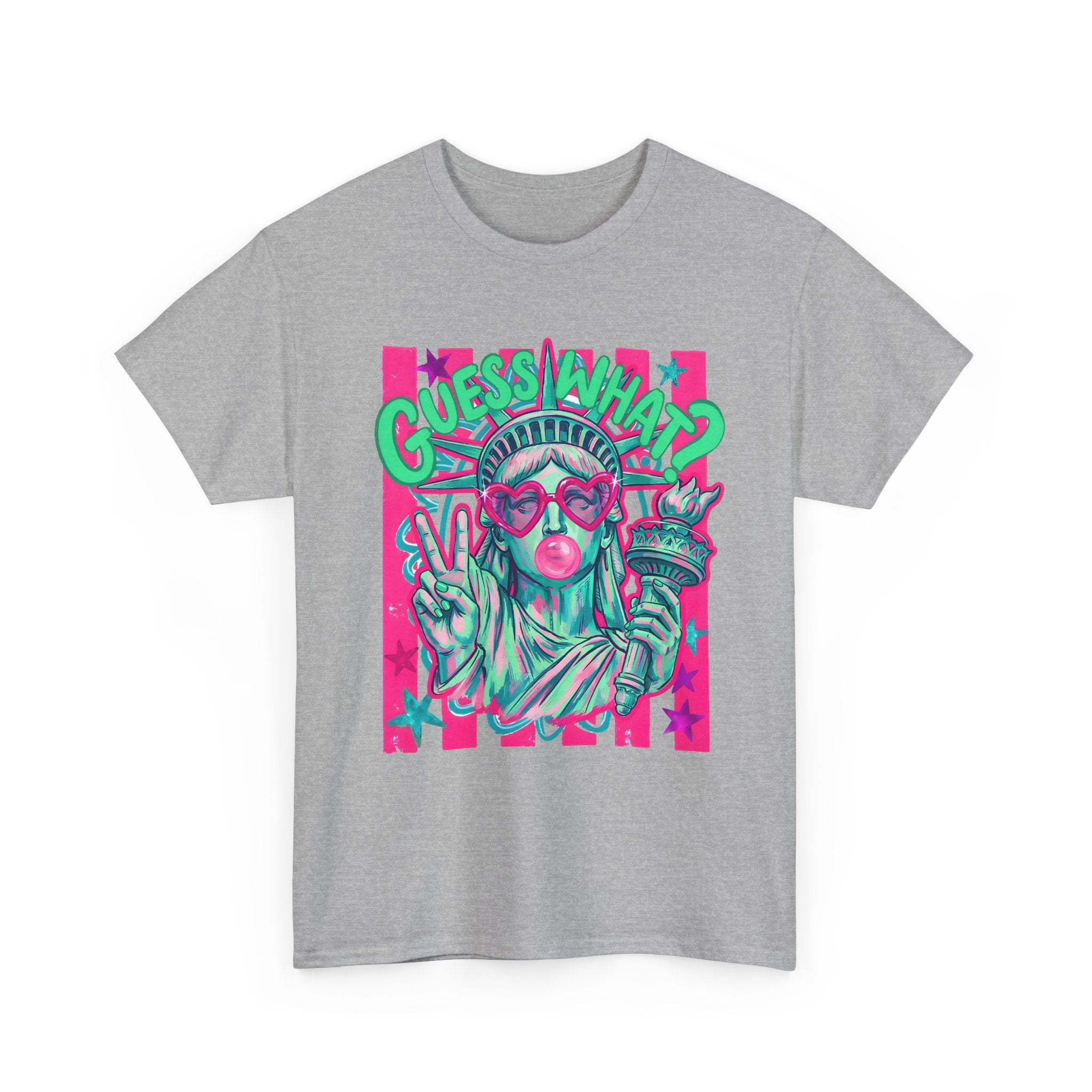 Neon Statue of Liberty 'Guess What? Liberty Butt' Retro Punk T-Shirt