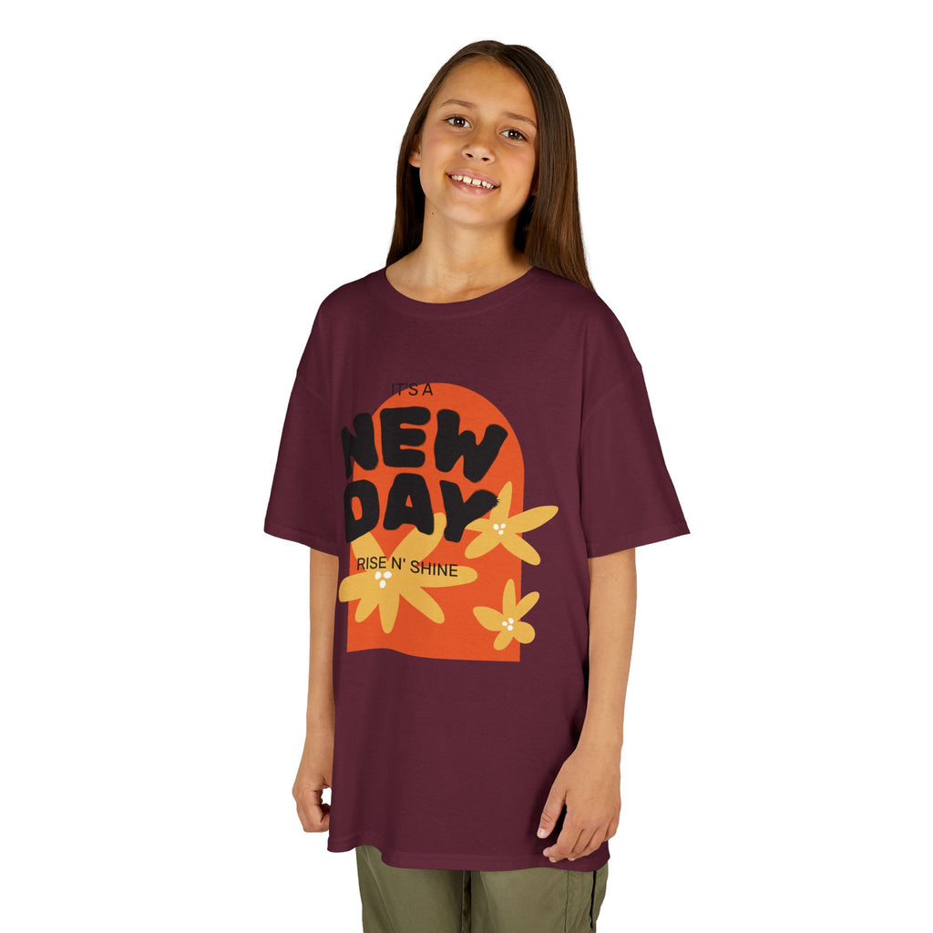 Kids Tee — "New Day" Sunshine Floral Graphic