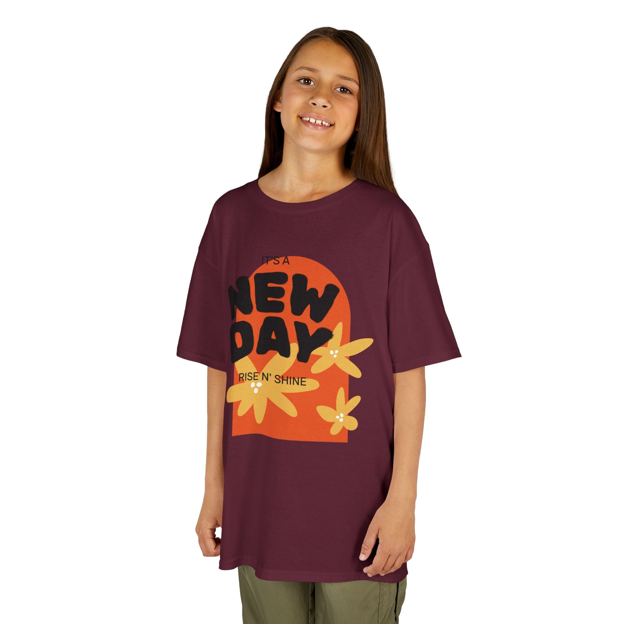 Kids Tee — "New Day" Sunshine Floral Graphic