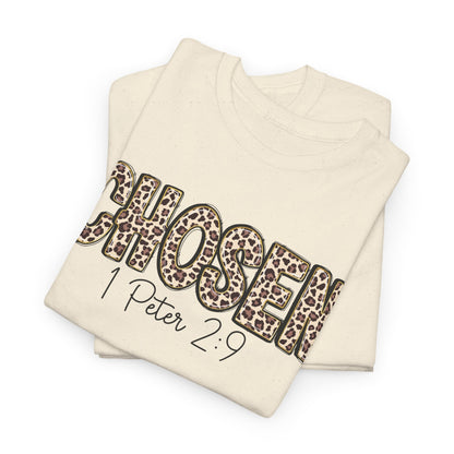 Chosen Leopard Tee “Chosen” 1 Peter 2:9 Faith T-Shirt