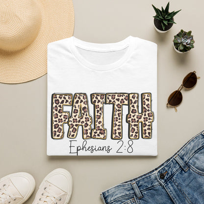 Faith Leopard Scripture "Ephesians 2:8" Christian shirt