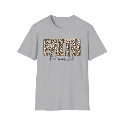 Faith Leopard Scripture "Ephesians 2:8" Christian shirt