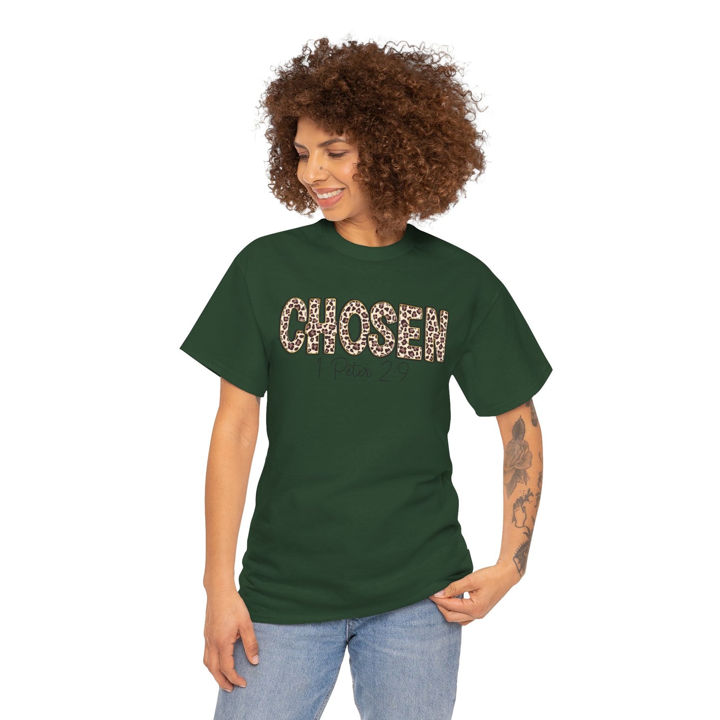 Chosen Leopard Tee “Chosen” 1 Peter 2:9 Faith T-Shirt