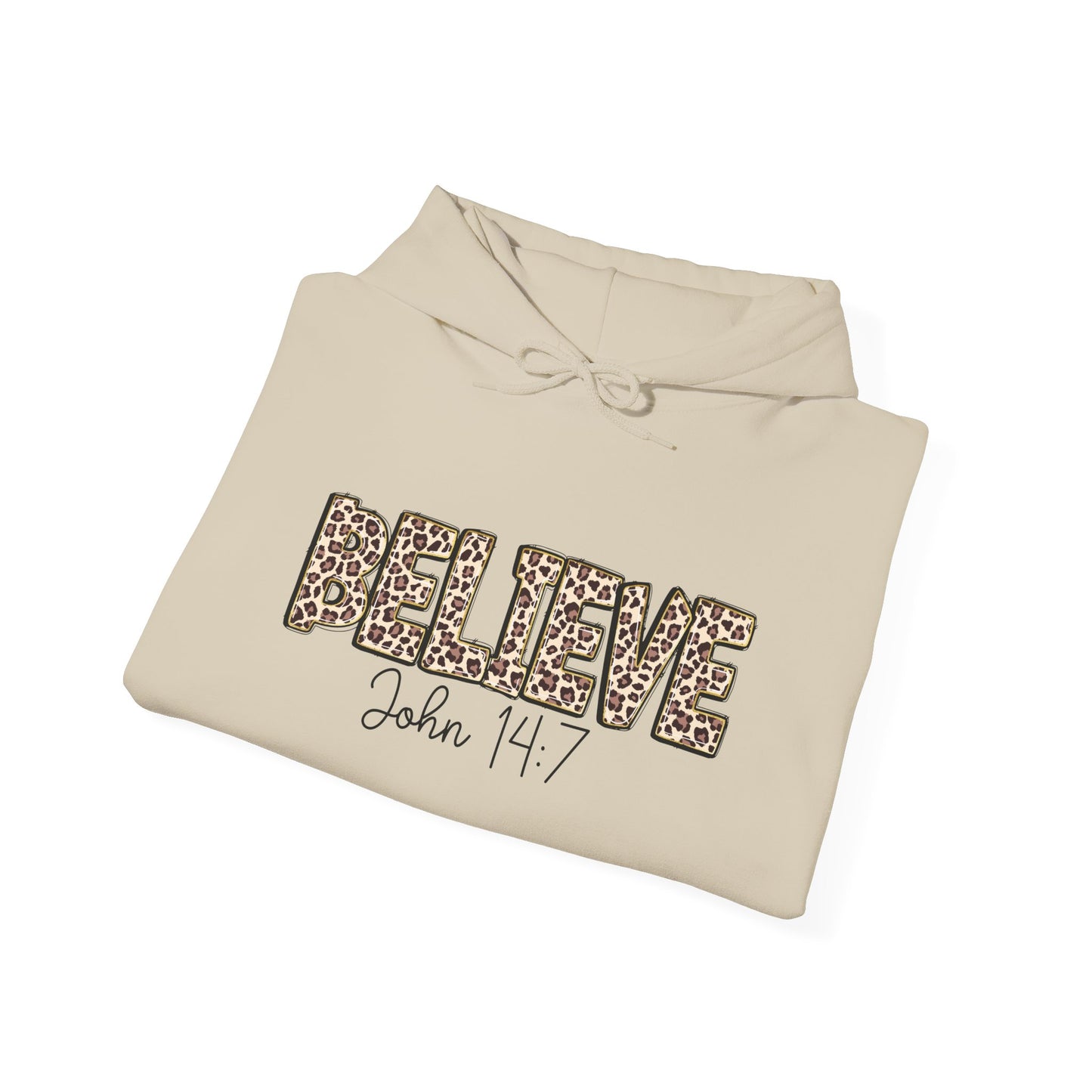 Believe Leopard Print Hoodie — John 14:7 Christian Faith Pullover