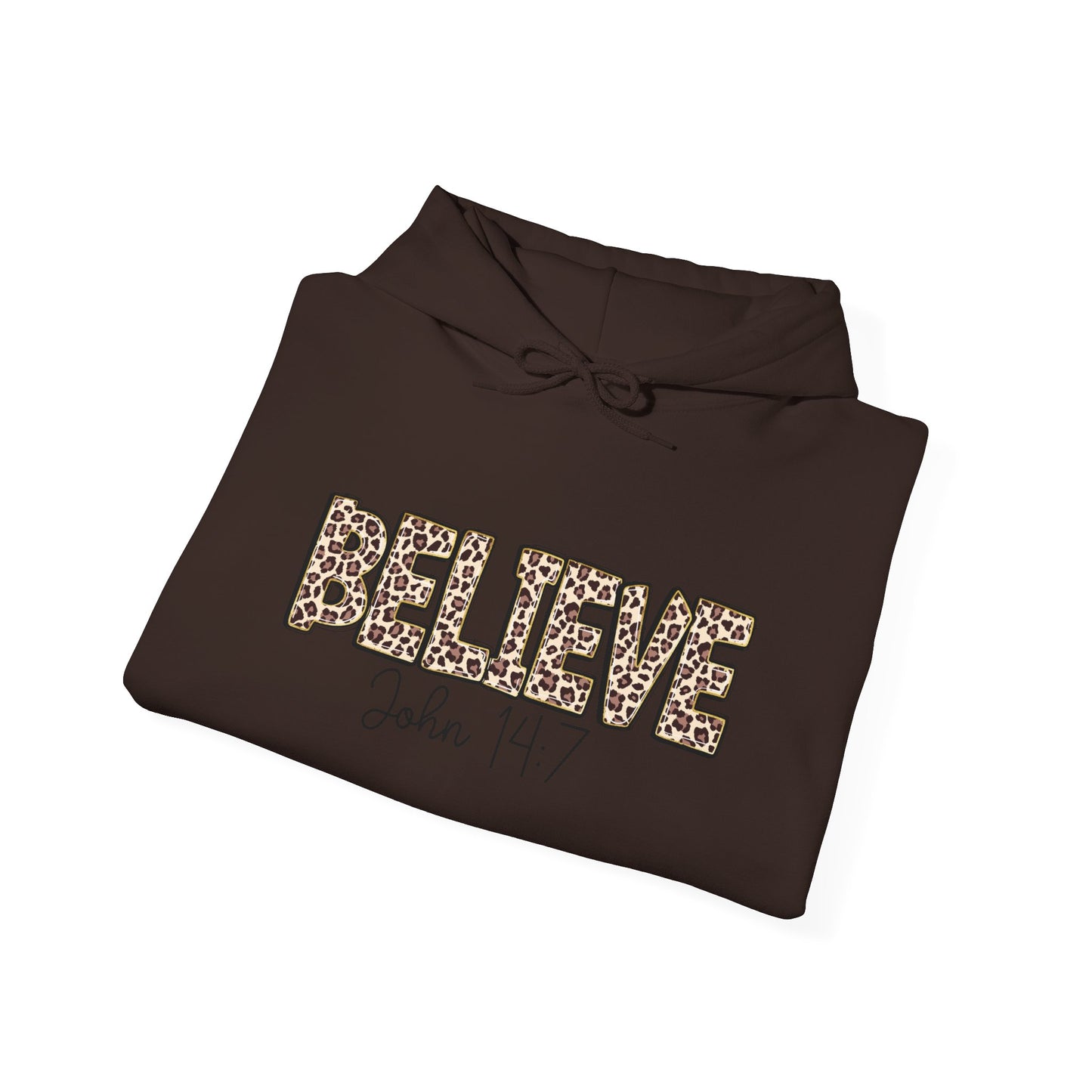 Believe Leopard Print Hoodie — John 14:7 Christian Faith Pullover