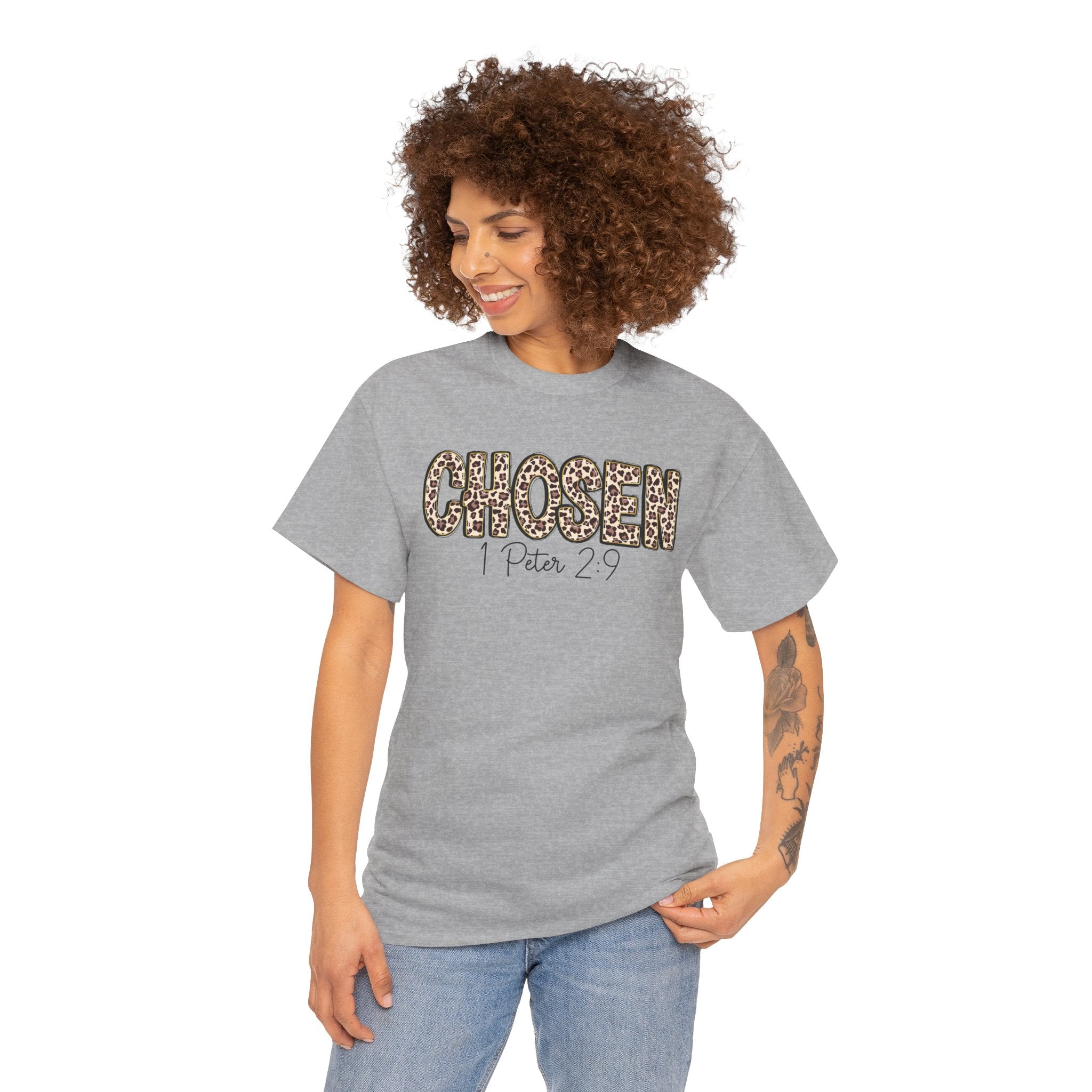 Chosen Leopard Tee “Chosen” 1 Peter 2:9 Faith T-Shirt