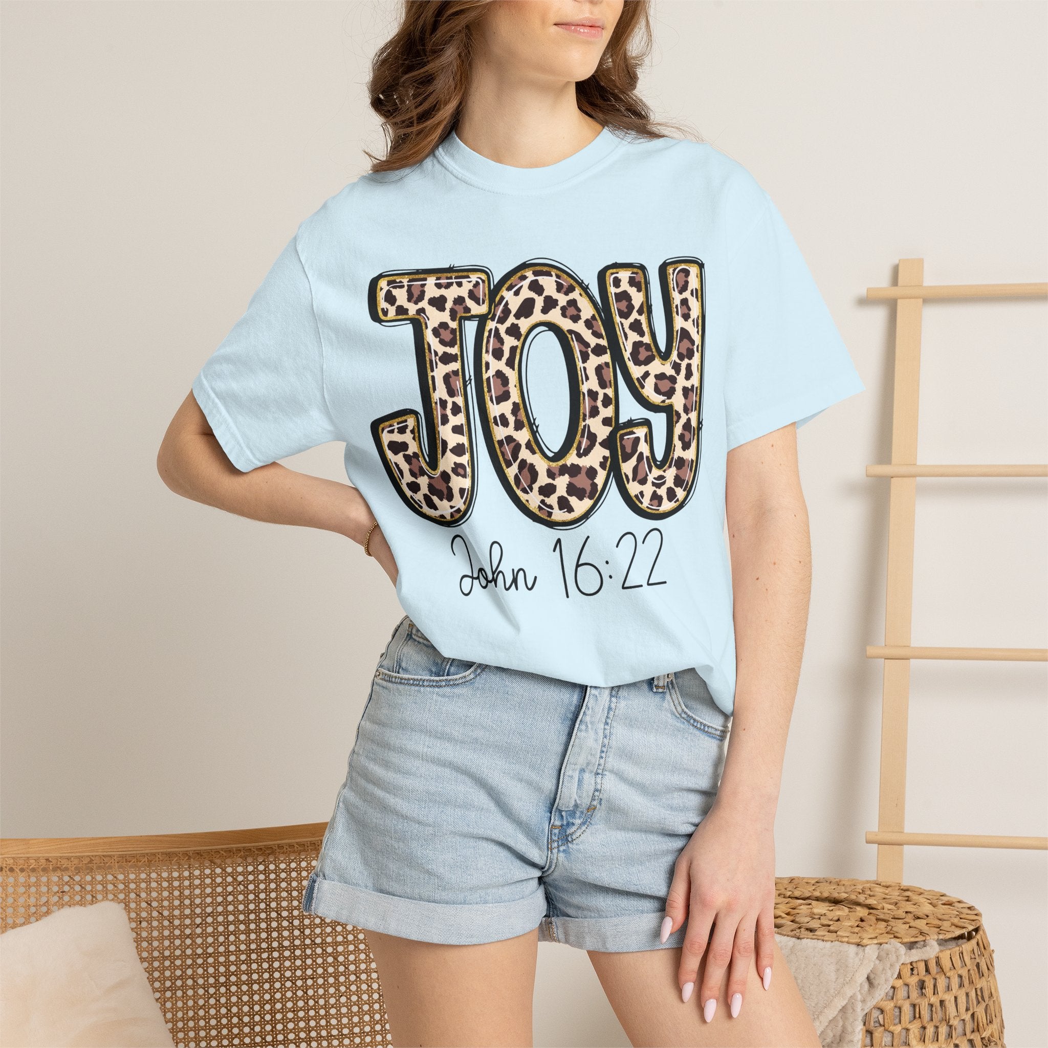 Joy Leopard Print - John 16:22 Christian Tee