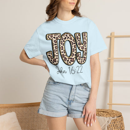 Joy Leopard Print - John 16:22 Christian Tee