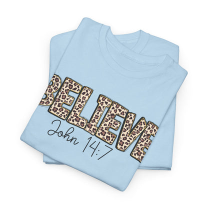 Believe John 14:7 Leopard Print Tee