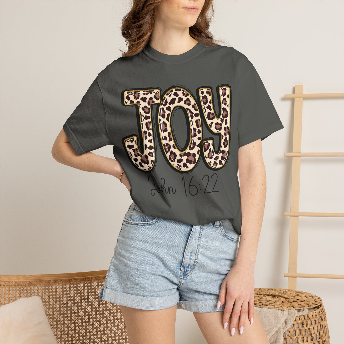 Joy Leopard Print - John 16:22 Christian Tee