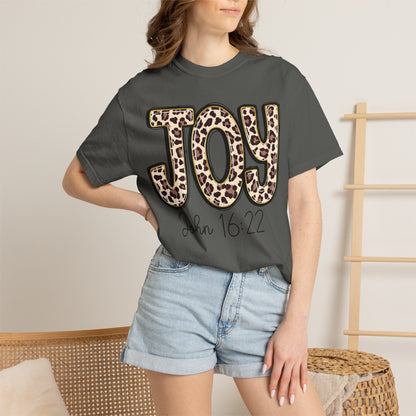 Joy Leopard Print - John 16:22 Christian Tee