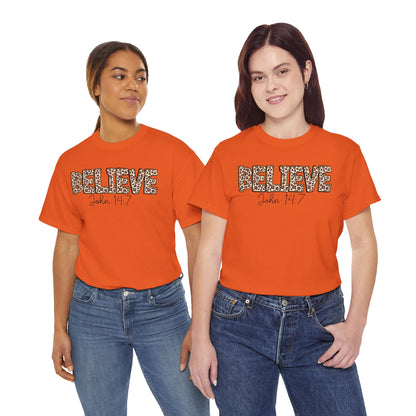 Believe John 14:7 Leopard Print Tee