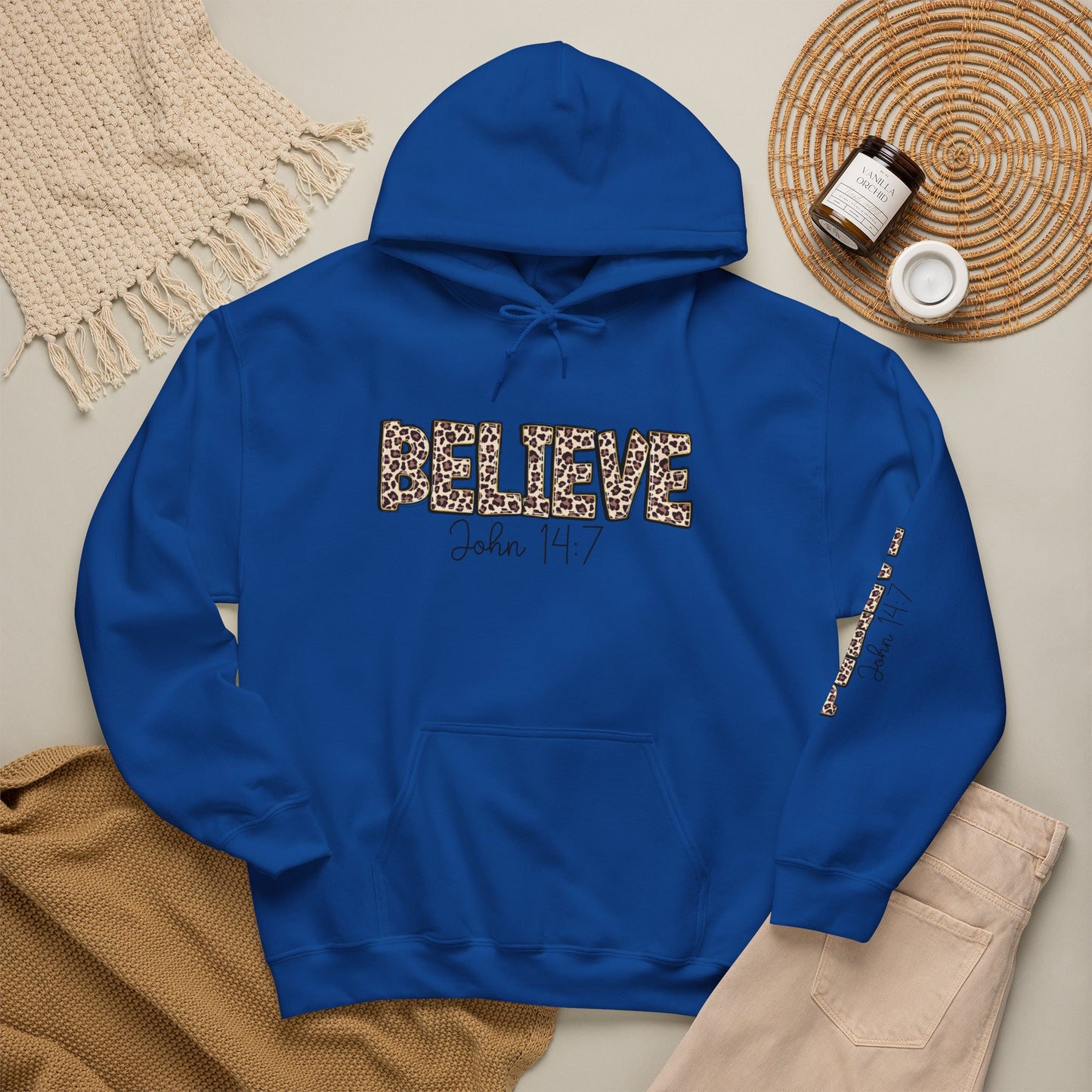 Believe Leopard Print Hoodie — John 14:7 Christian Faith Pullover