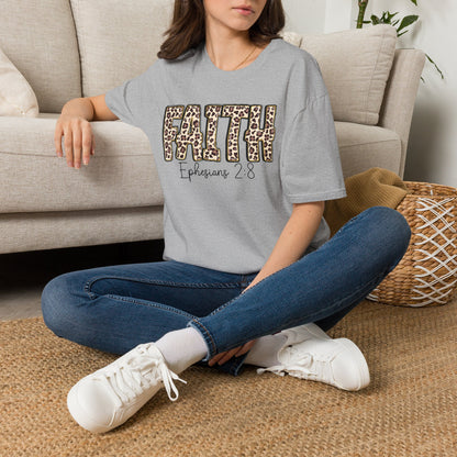 Faith Leopard Scripture "Ephesians 2:8" Christian shirt