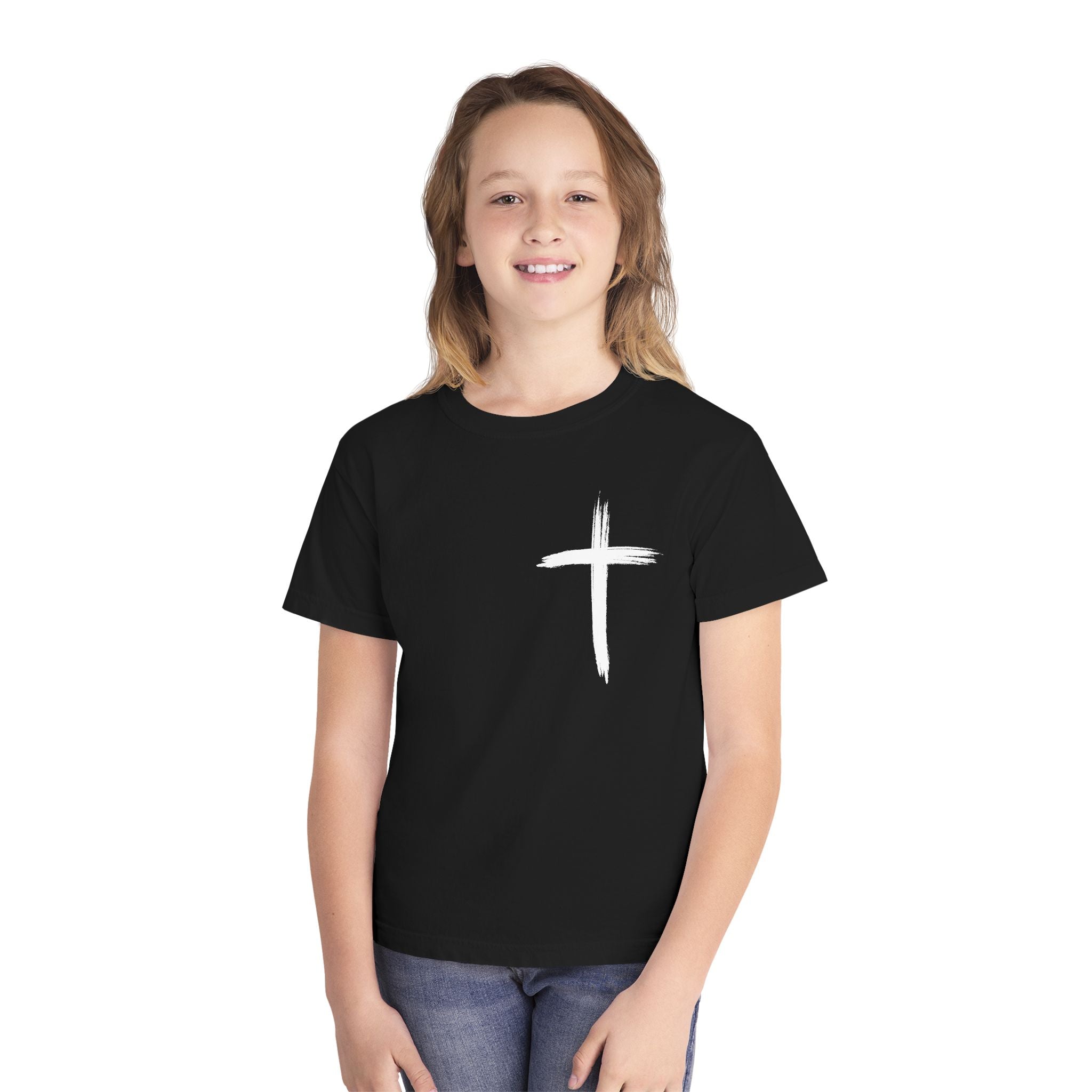 Simple White Brushstroke Cross Youth
