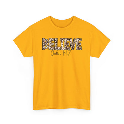 Believe John 14:7 Leopard Print Tee