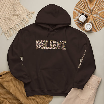 Believe Leopard Print Hoodie — John 14:7 Christian Faith Pullover