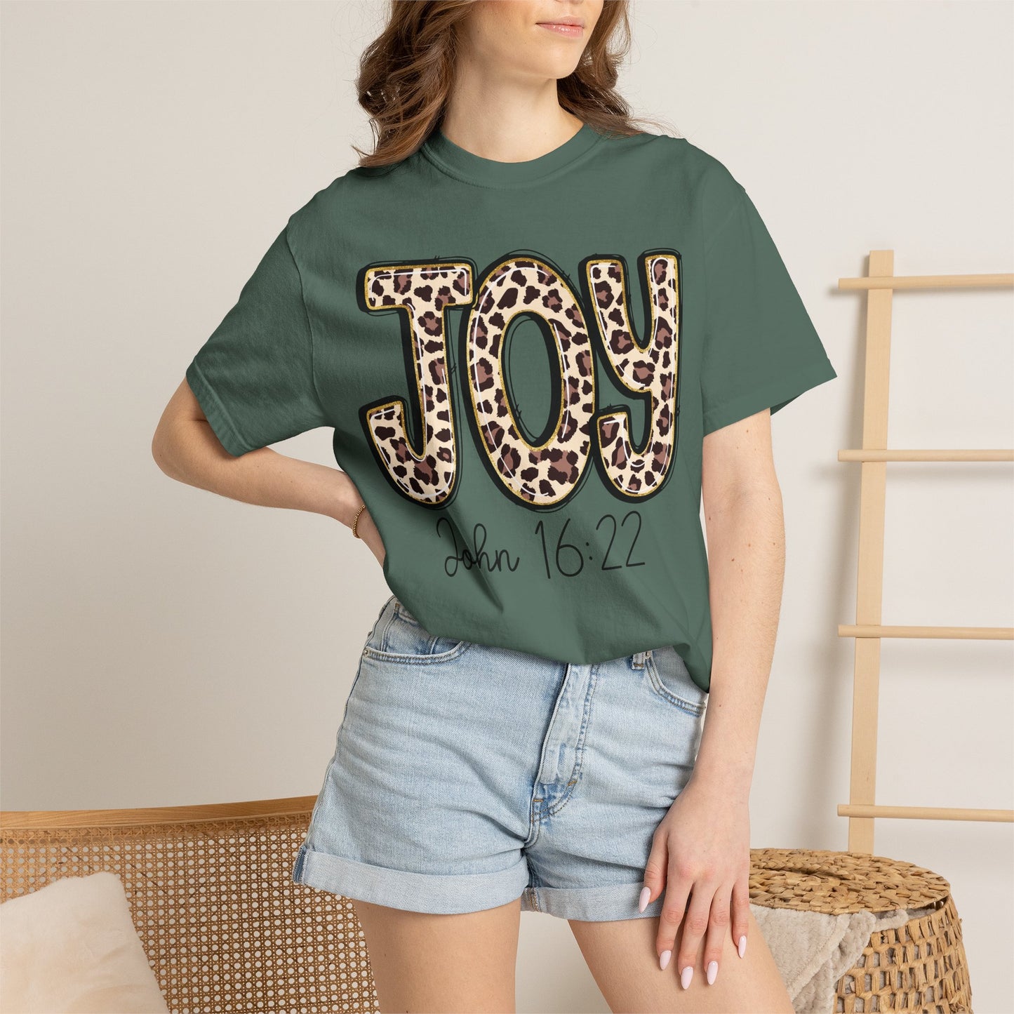 Joy Leopard Print - John 16:22 Christian Tee